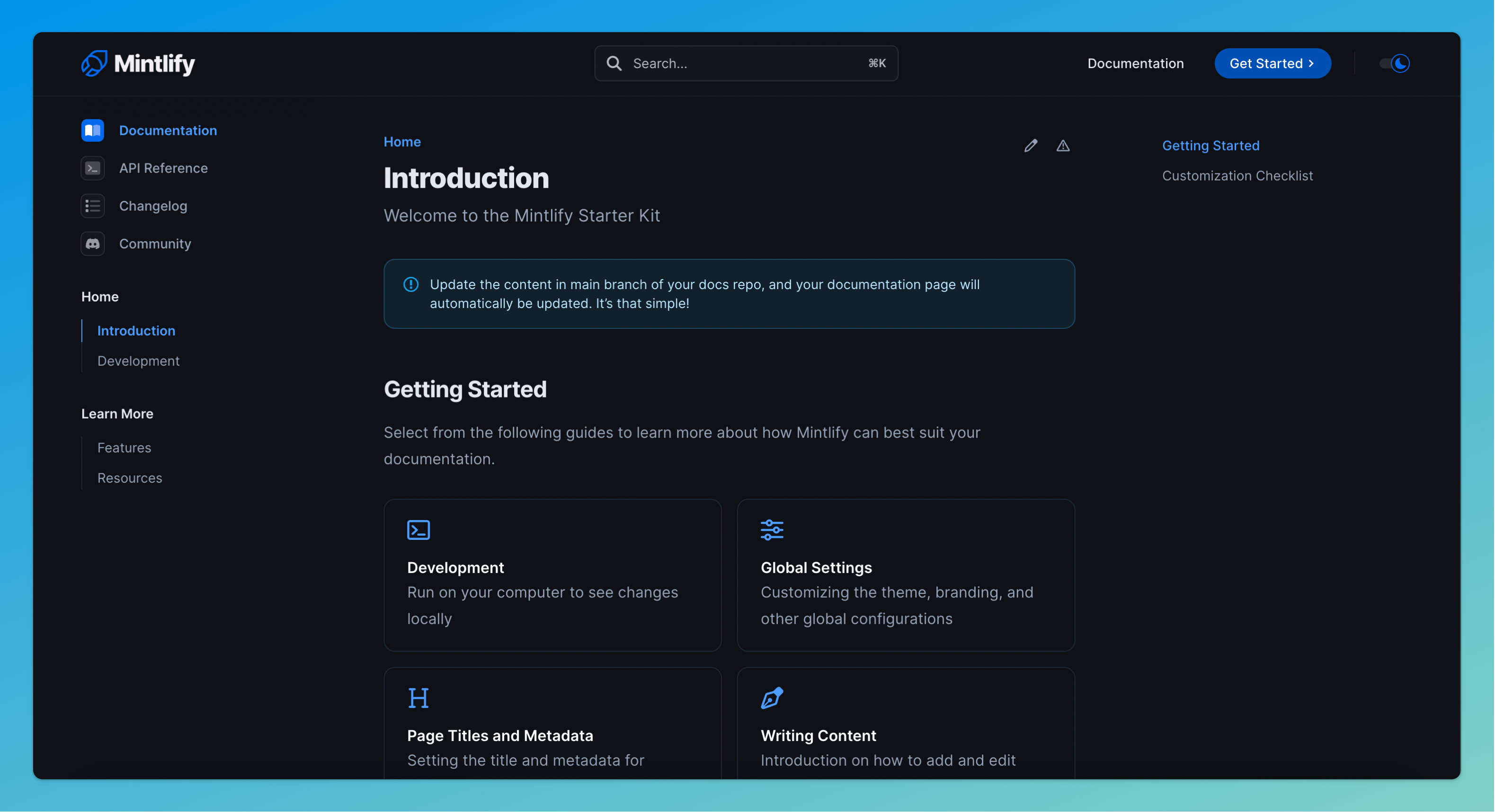 Quickstart Guide - Documentation Starter Kit